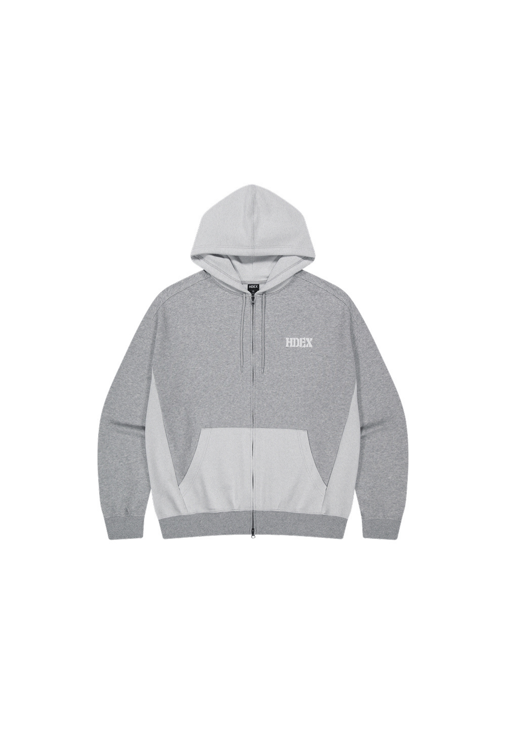 HDEX Baju Korea Olahraga Core Reverse Giant Fit Hoodie Zip-Up Melange Gray Pria Fitness