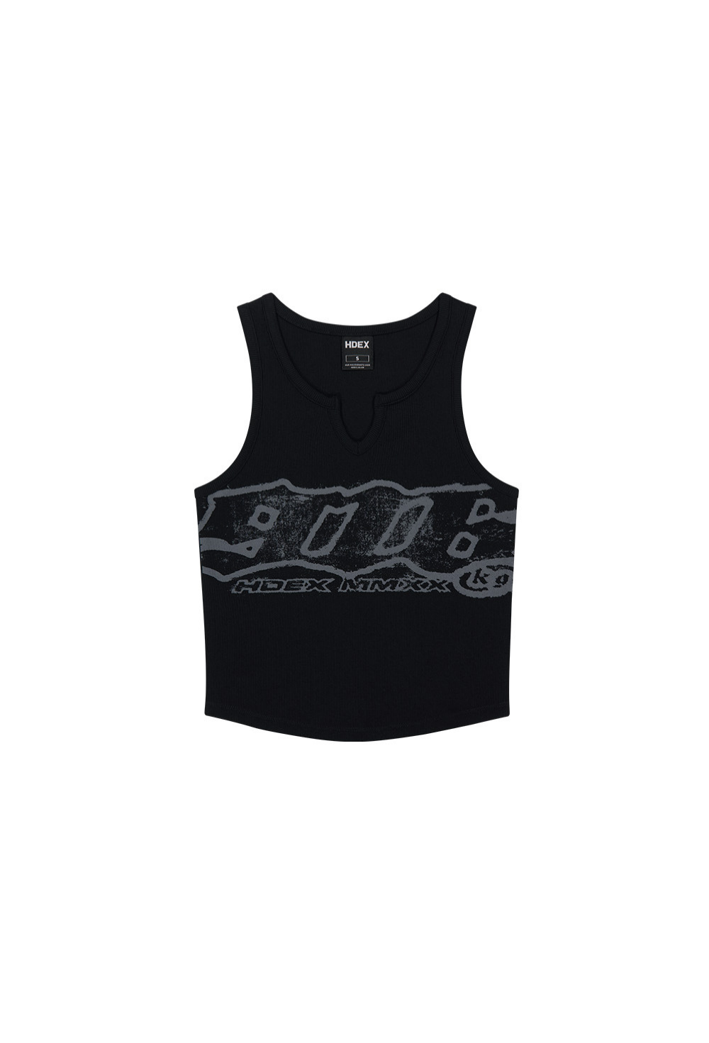 HDEX Baju Korea Olahraga Clear 916 Ribbed Crop Tank Top Black Wanita Fitness