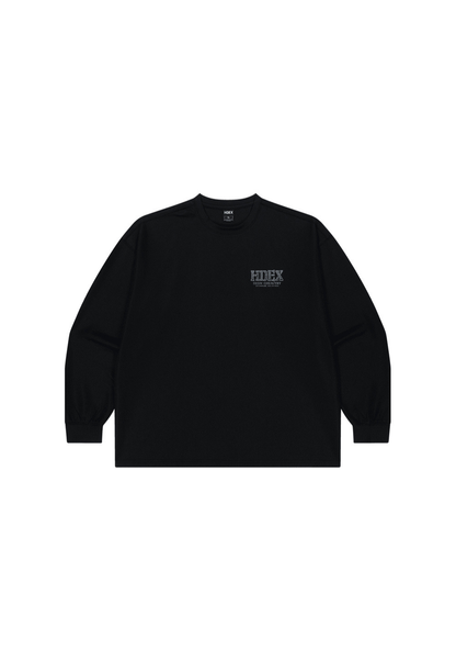 HDEX Baju Korea Olahraga Core Waffle Giant Fit Long Sleeve Black Pria Fitness