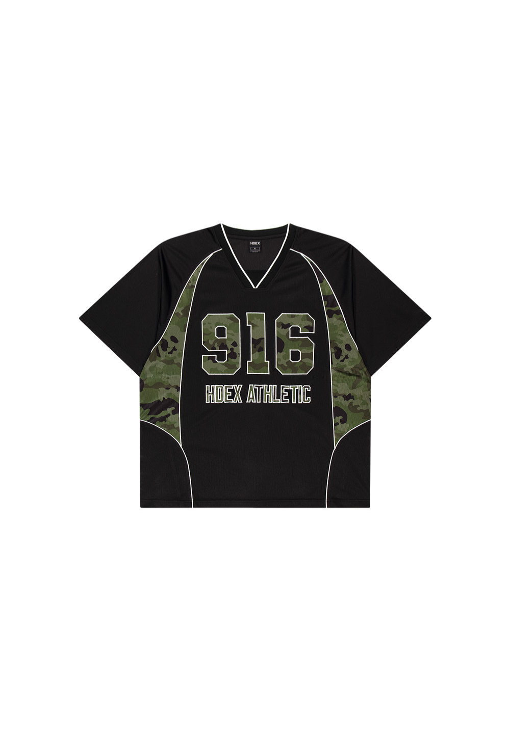 HDEX Baju Korea Olahraga Camo 916 Block Mesh Short Sleeve Black Pria Fitness