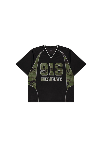 HDEX Baju Korea Olahraga Camo 916 Block Mesh Short Sleeve Black Pria Fitness