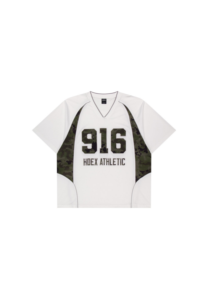 HDEX Baju Korea Olahraga Camo 916 Block Mesh Short Sleeve White Pria Fitness