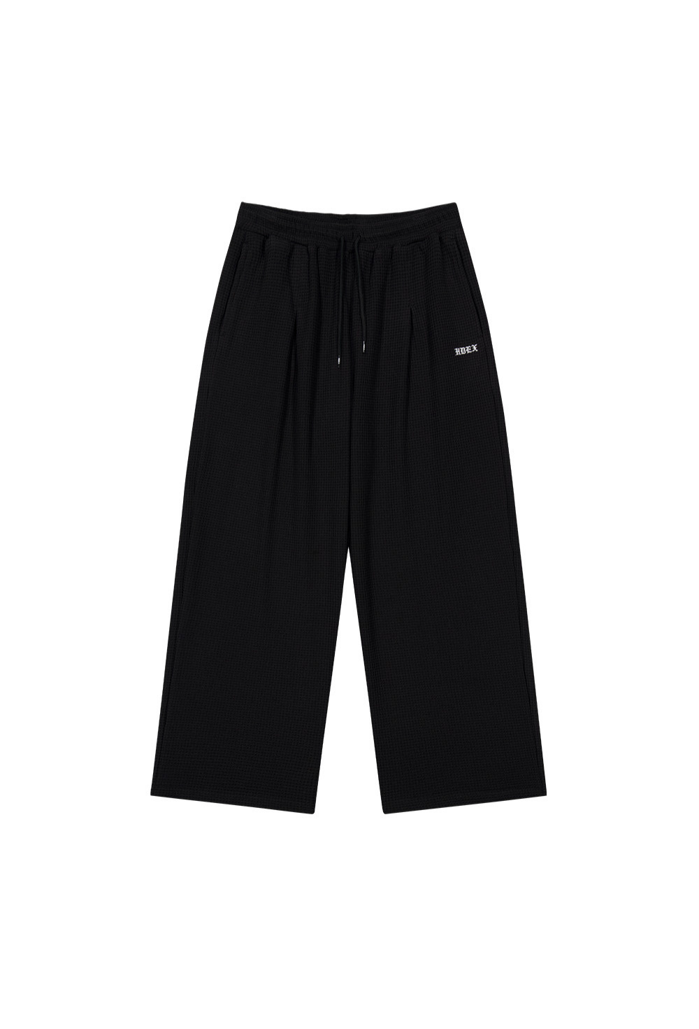 HDEX Celana Korea Olahraga Low Pintuck Waffle Wide Pants Black Pria Fitness