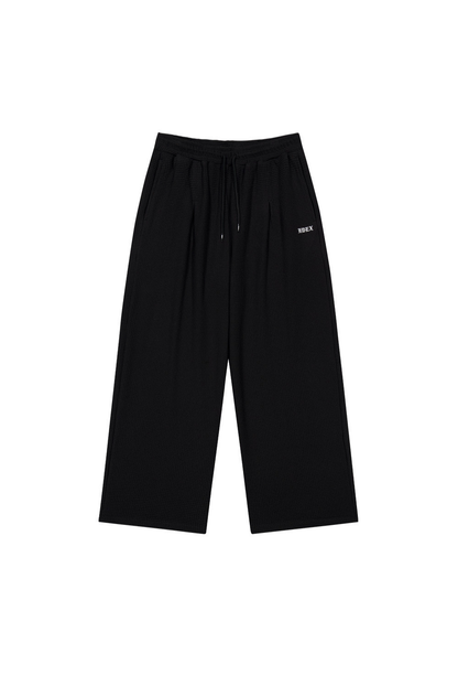 HDEX Celana Korea Olahraga Low Pintuck Waffle Wide Pants Black Pria Fitness