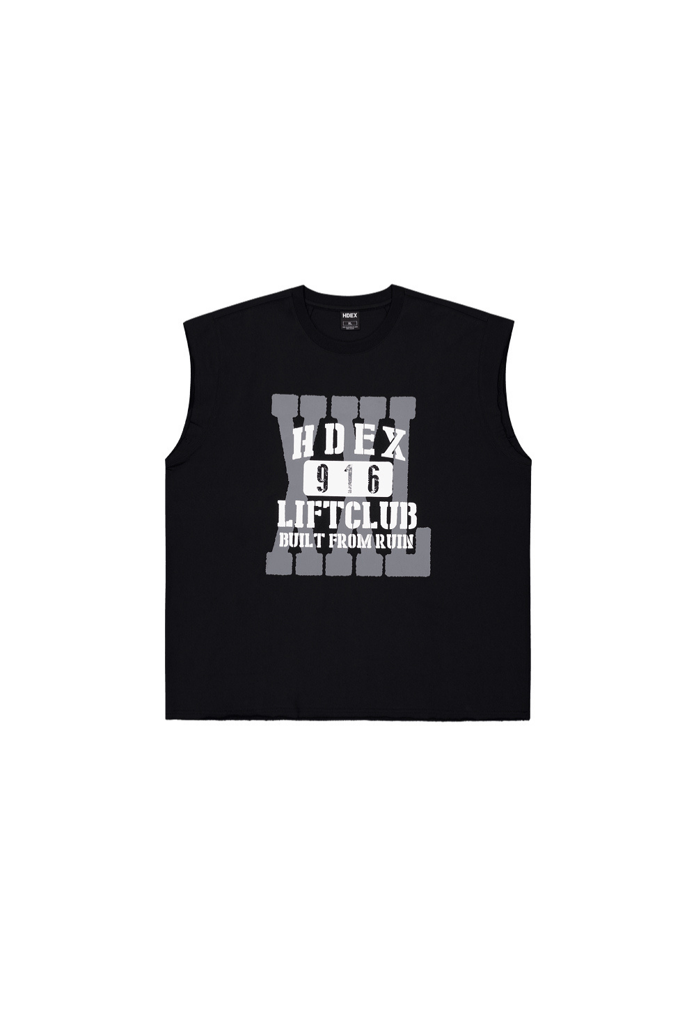 HDEX Baju Korea Olaharaga Lift Cap Damage Sleeveless Black Pria Fitness