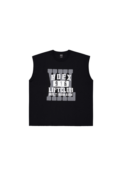 HDEX Baju Korea Olaharaga Lift Cap Damage Sleeveless Black Pria Fitness