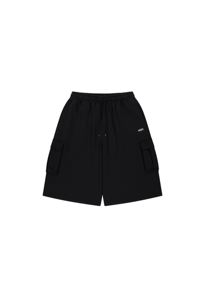 HDEX Celana Korea Olahraga EZ Cargo Bermuda Sweat Shorts Black Pria Fitness