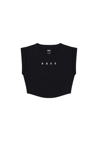 HDEX Baju Korea Olahraga Mild Roll-Up Crop Sleeveless Black Wanita Fitness
