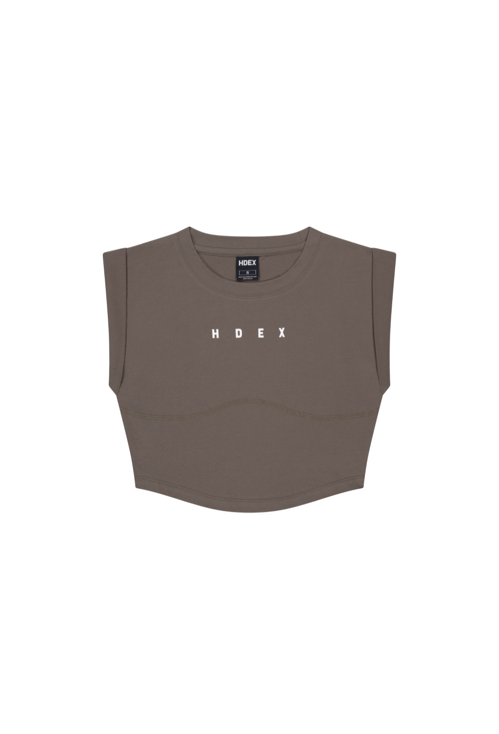 HDEX Baju Korea Olahraga Mild Roll-Up Crop Sleeveless Taupe Wanita Fitness