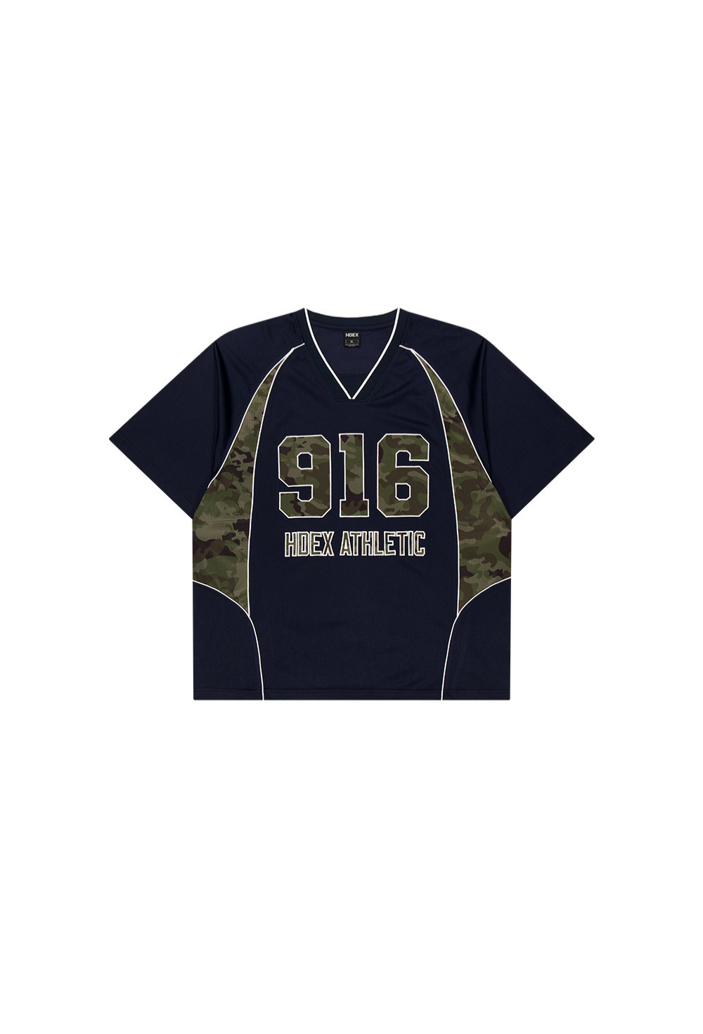 HDEX Baju Korea Olahraga Camo 916 Block Mesh Short Sleeve Navy Pria Fitness