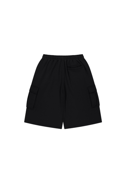 HDEX Celana Korea Olahraga EZ Cargo Bermuda Sweat Shorts Black Pria Fitness