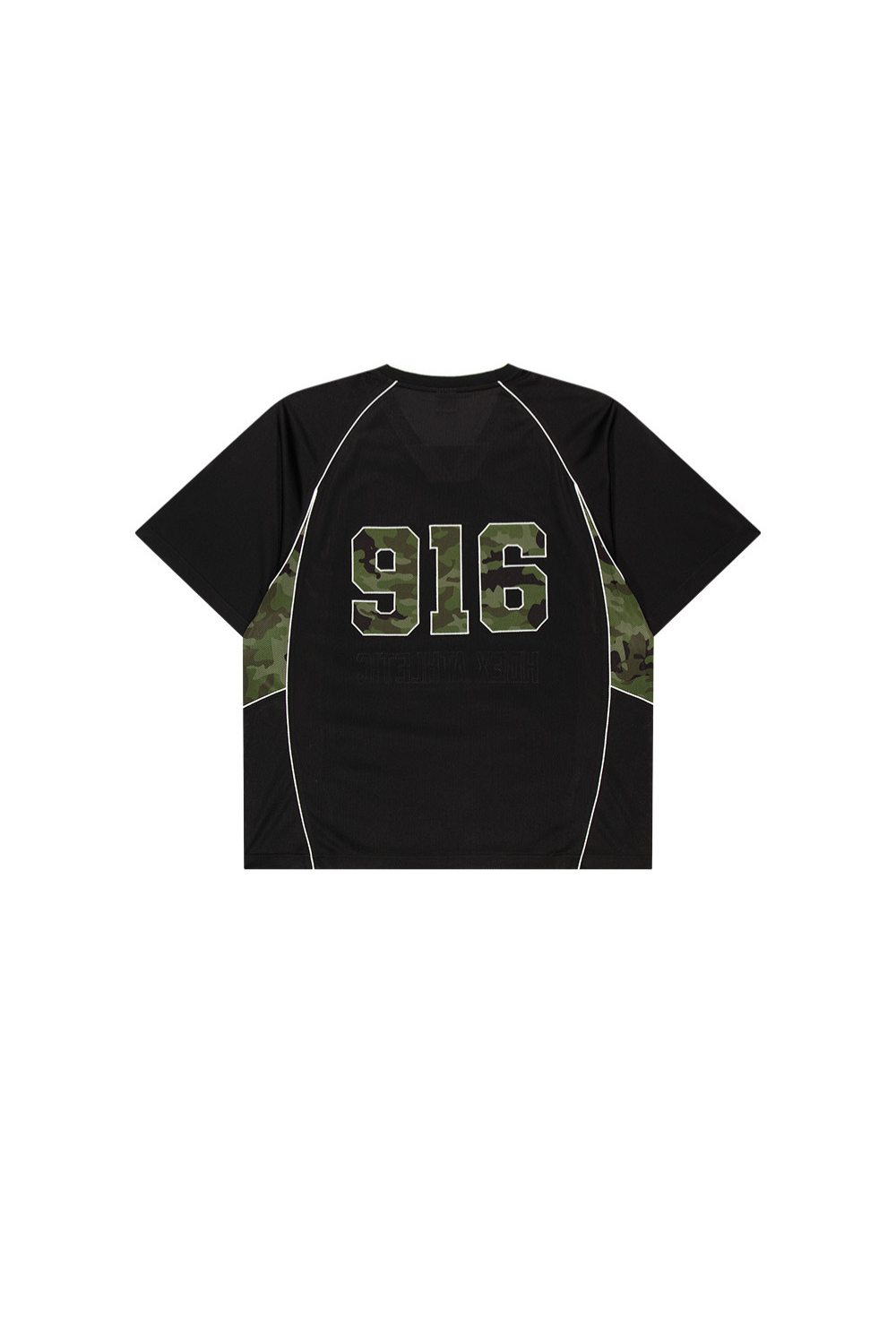 HDEX Baju Korea Olahraga Camo 916 Block Mesh Short Sleeve Black Pria Fitness