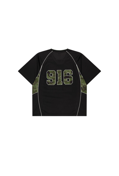 HDEX Baju Korea Olahraga Camo 916 Block Mesh Short Sleeve Black Pria Fitness