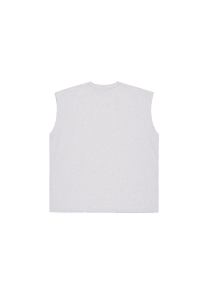 HDEX Baju Korea Olahraga Lift Cap Damage Sleeveless Melange White Pria Fitness