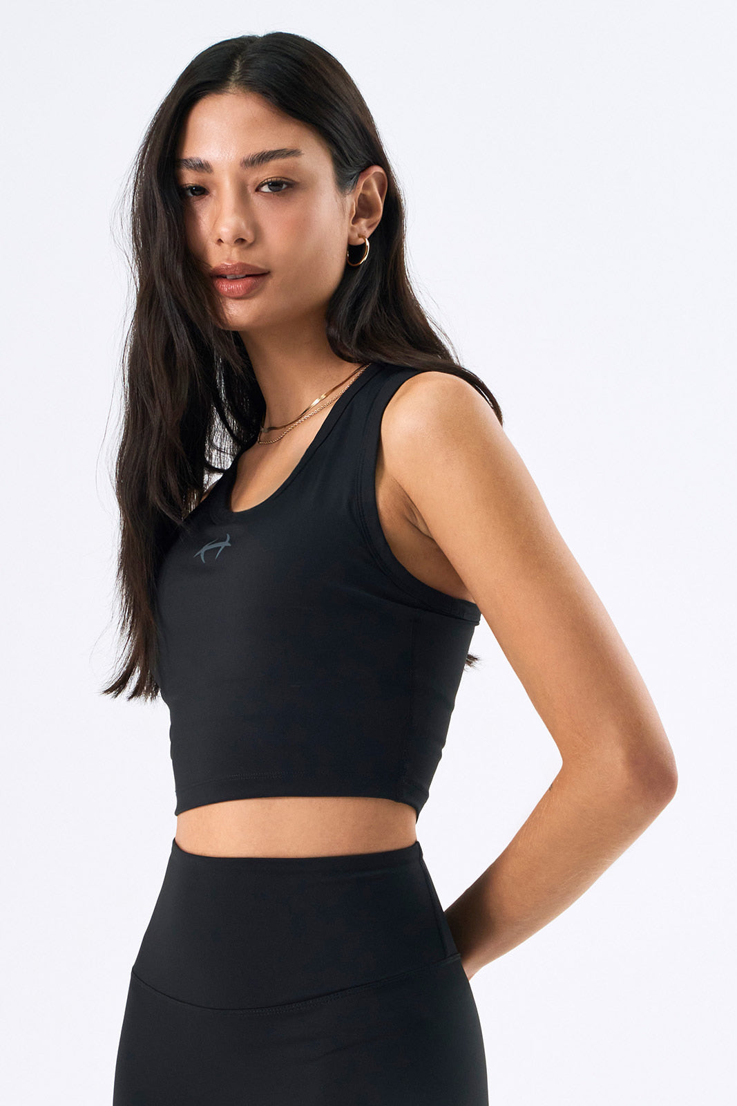 HDEX Womens Symbol Crop Tank Top Black