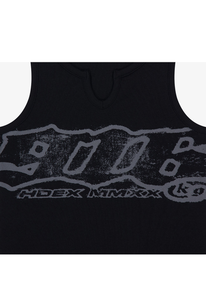 HDEX Baju Korea Olahraga Clear 916 Ribbed Crop Tank Top Black Wanita Fitness