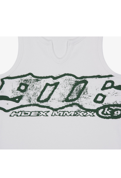 HDEX Baju Korea Olahraga Clear 916 Ribbed Crop Tank Top White Wanita Fitness