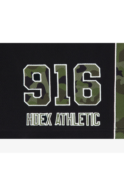 HDEX Celana Korea Olahraga Camo Block Mesh Bermuda Shorts Black Pria Fitness