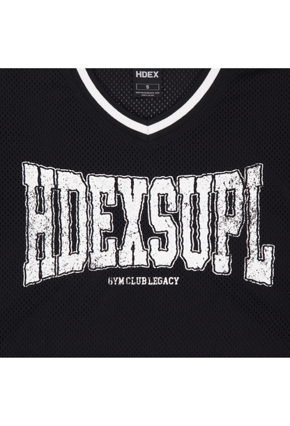 HDEX Baju Korea Olahraga Mega Wide Crop Short Sleeve Black Wanita Fitness