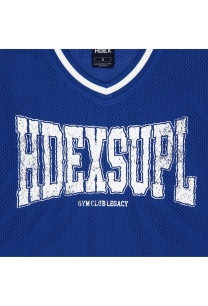 HDEX Baju Korea Olahraga Mega Wide Crop Short Sleeve Blue Wanita Fitness