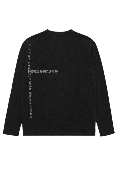 HDEX Baju Korea Olahraga Old Legacy Waffle Henley Neck Long Sleeve Black Pria Fitness