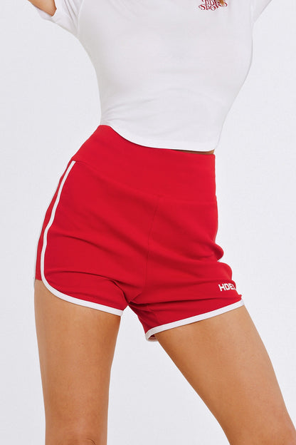HDEX Womens Rounding Color Scheme Line Shorts Red
