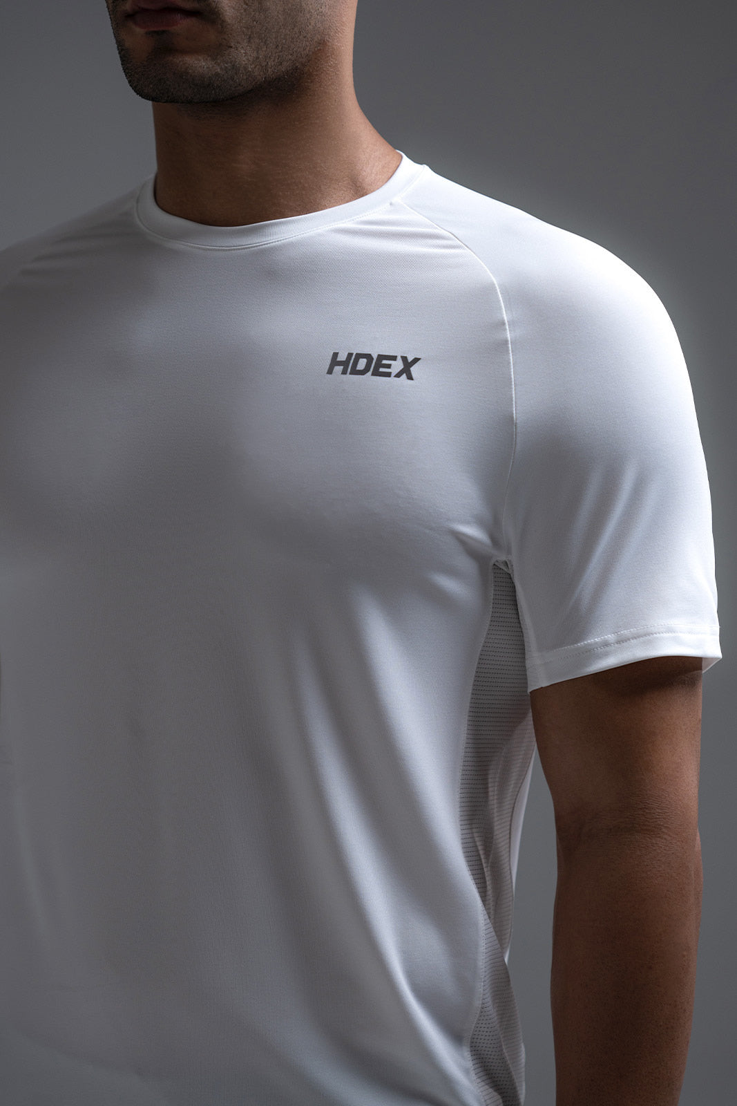 HDEX Baju Korea Olahraga Assist Solid Short Sleeve White Pria Fitness