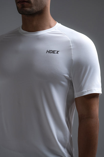 HDEX Baju Korea Olahraga Assist Solid Short Sleeve White Pria Fitness