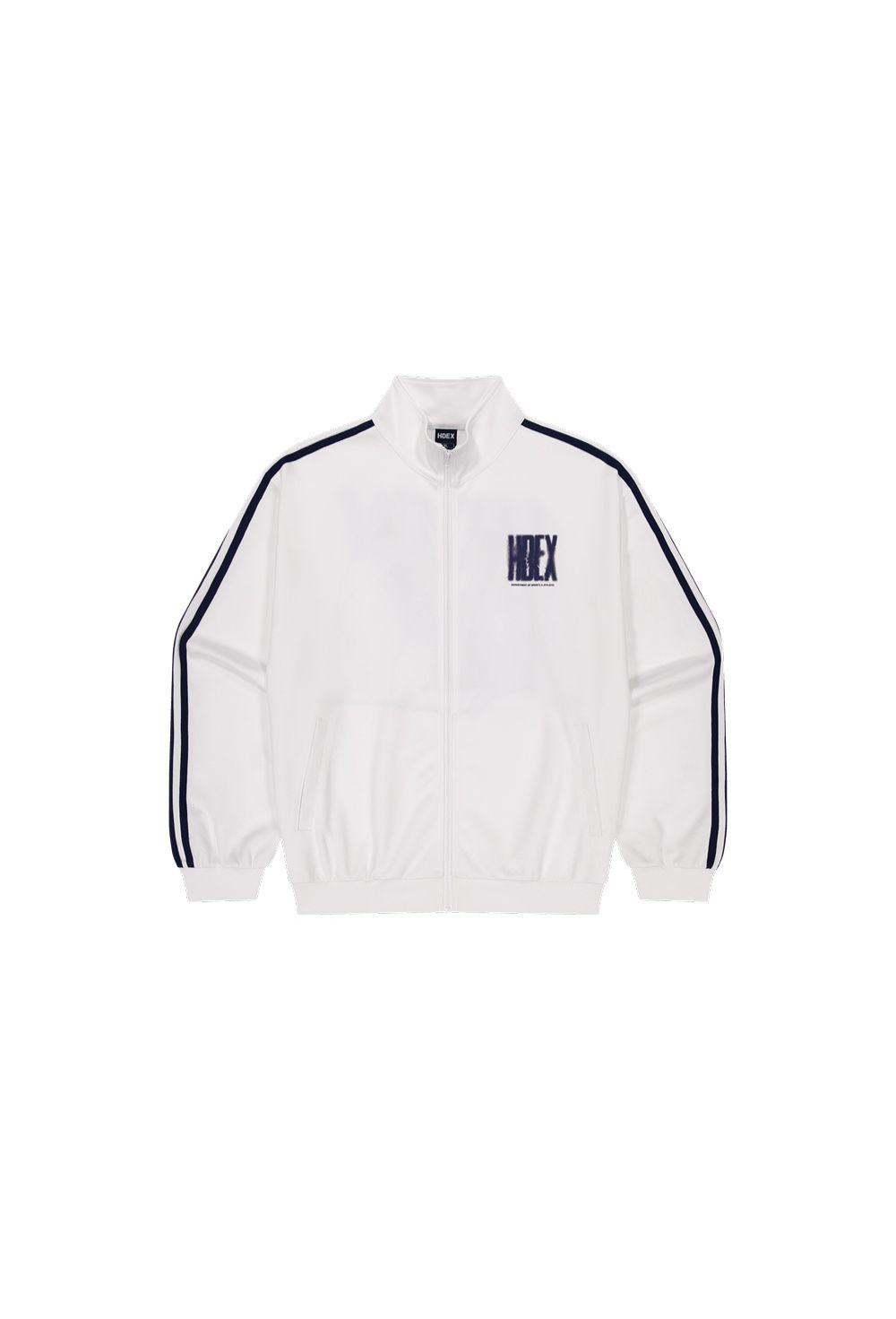 HDEX Baju Korea Olahraga Crack Printed Track Jacket White Pria Fitness