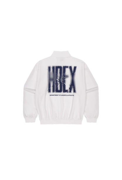HDEX Baju Korea Olahraga Crack Printed Track Jacket White Pria Fitness