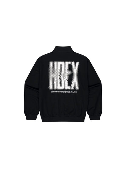 HDEX Baju Korea Olahraga Crack Printed Track Jacket Black Pria Fitness
