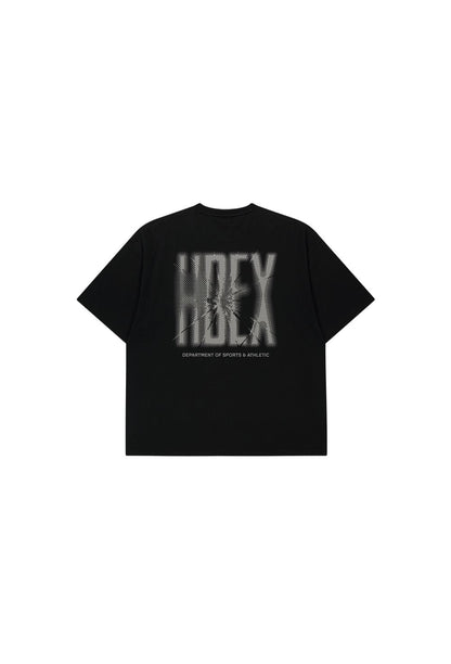 HDEX Baju Korea Olahraga Crack Printed Short Sleeve Black Pria Fitness