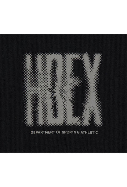 HDEX Baju Korea Olahraga Crack Printed Short Sleeve Black Pria Fitness