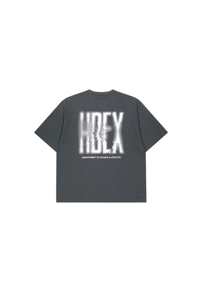 HDEX Baju Korea Olahraga Crack Printed Short Sleeve Charcoal Pria Fitness