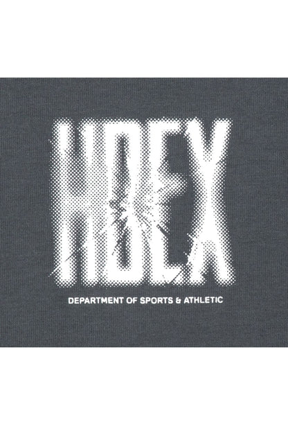 HDEX Baju Korea Olahraga Crack Printed Short Sleeve Charcoal Pria Fitness