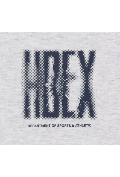 HDEX Baju Korea Olahraga Crack Printed Short Sleeve Melange White Pria Fitness