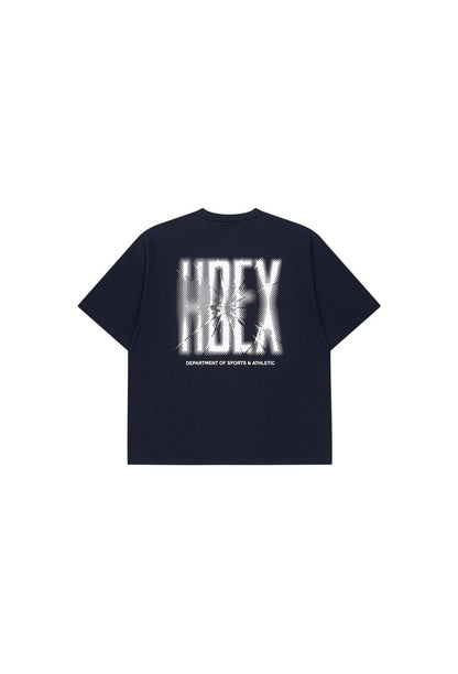 HDEX Baju Korea Olahraga Crack Printed Short Sleeve Navy Pria Fitness