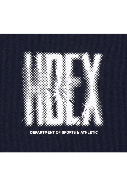 HDEX Baju Korea Olahraga Crack Printed Short Sleeve Navy Pria Fitness