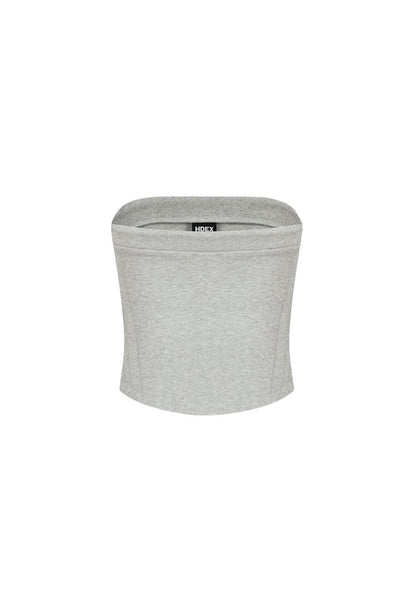 HDEX Baju Korea Olahraga Camo Applique Tube Top Melange Gray Wanita Fitness