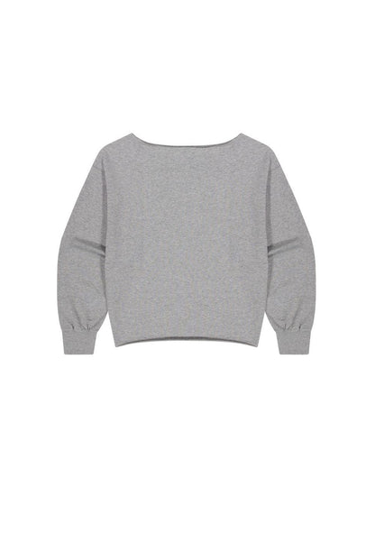 HDEX Baju Korea Olahraga Camo Off-Shoulder Sweatshirt Melange Gray Wanita Fitness