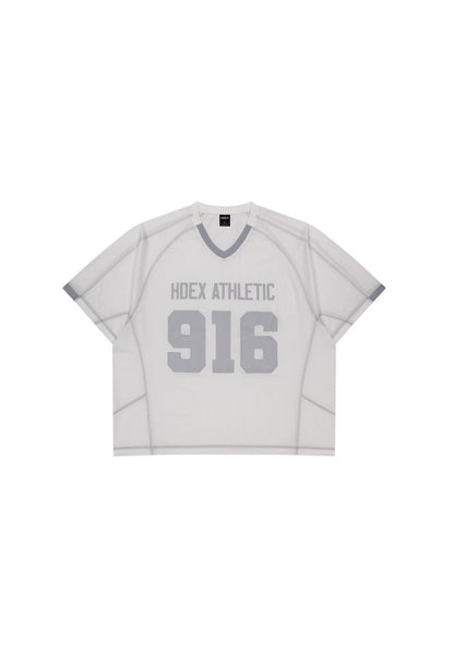 HDEX Baju Korea Olahraga 916 Giant Fit Mesh Short Sleeve White Pria Fitness