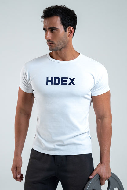 HDEX Main Logo Muscle Fit Sleeve T-Shirt White Navy