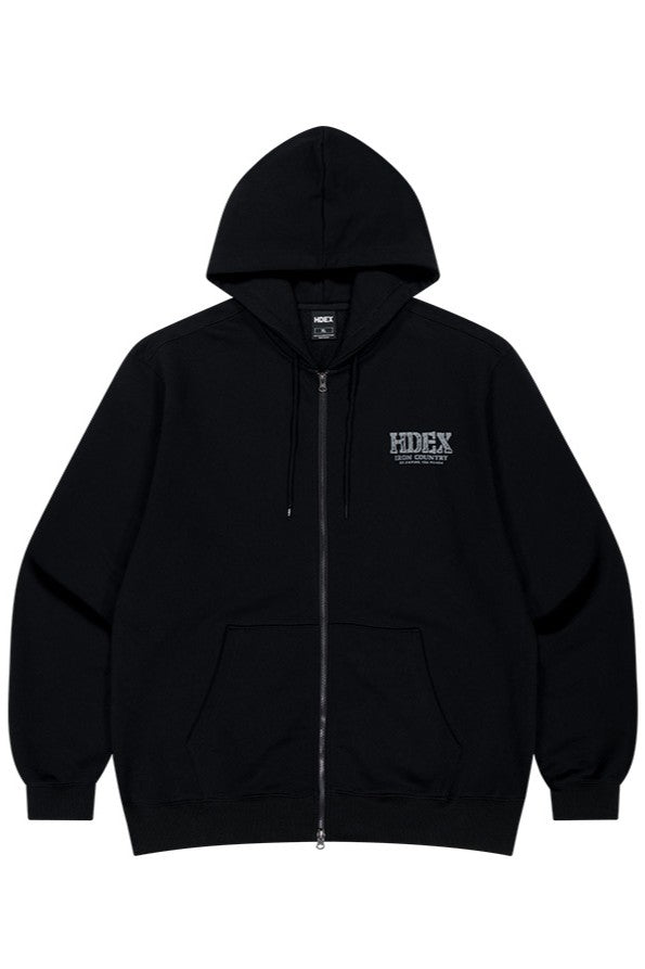 HDEX Baju Korea Olahraga Core Back Logo Hoodie Zip-up Black Jaket Pria fitness