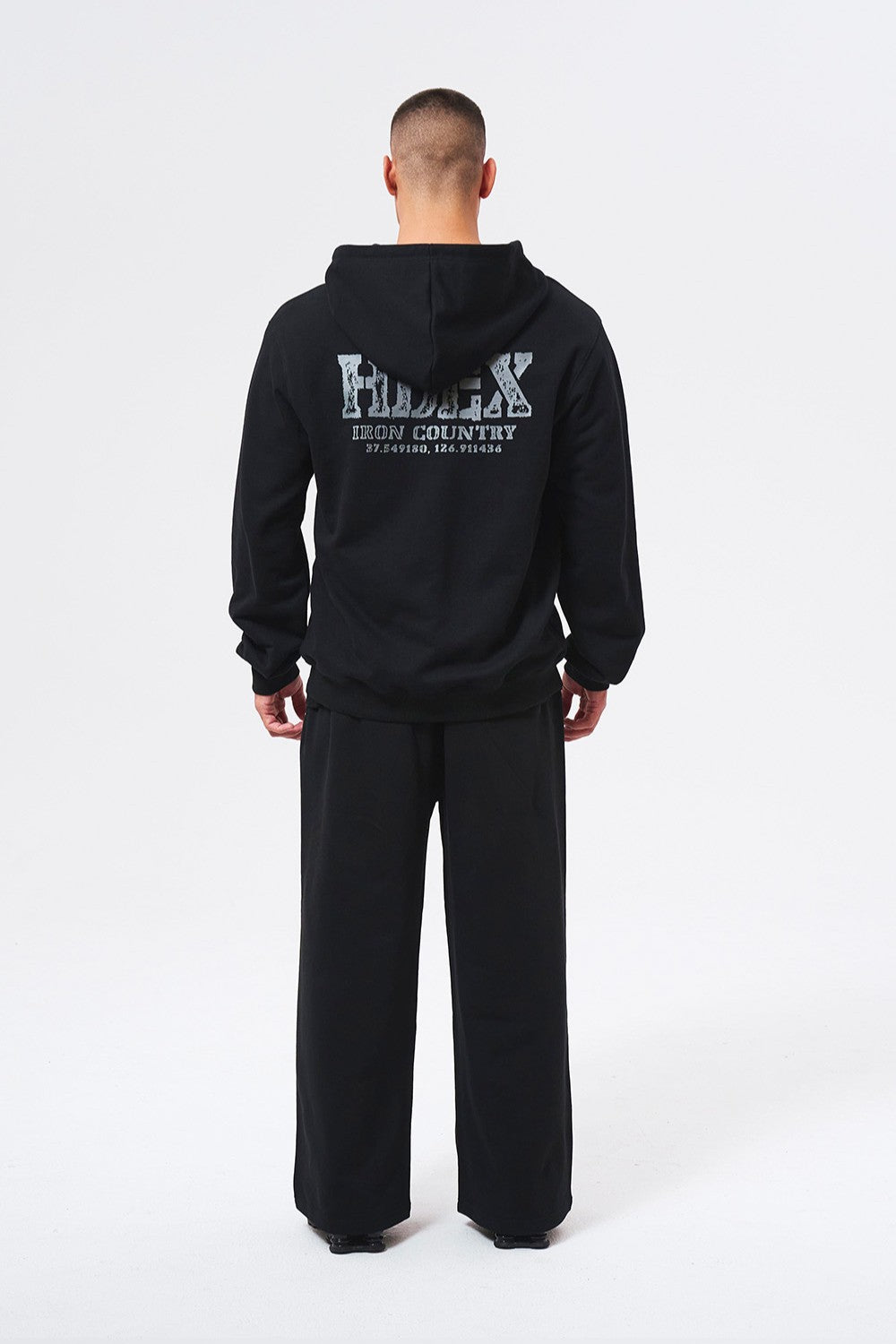 HDEX Baju Korea Olahraga Core Back Logo Hoodie Zip-up Black Jaket Pria fitness