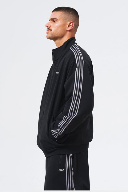 HDEX Baju Korea Olahraga Main Logo Track Jacket Black Jaket Pria Wanita Fitness
