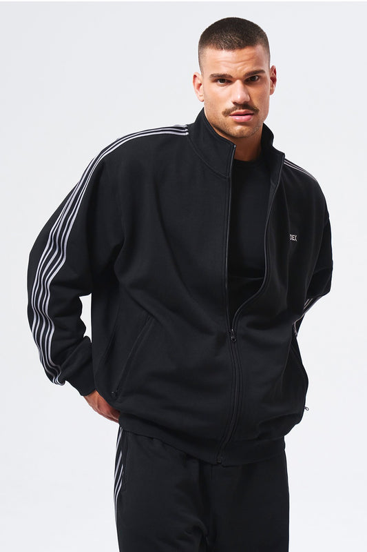 HDEX Baju Korea Olahraga Main Logo Track Jacket Black Jaket Pria Wanita Fitness