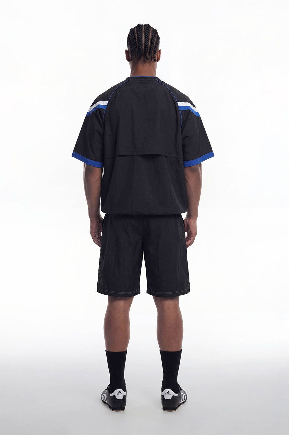 HDEX Baju Korea Olahraga Sporty Color Block Half Jersey Short Sleeve Black Pria Fitness