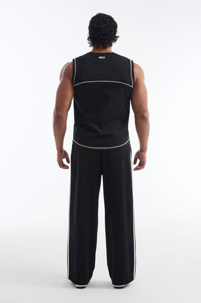HDEX Baju Korea Olahraga Mega Wide Sleeveless Black Pria Fitness