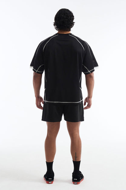HDEX Baju Korea Olahraga 916 Giant Fit Mesh Short Sleeve Black Pria Fitness