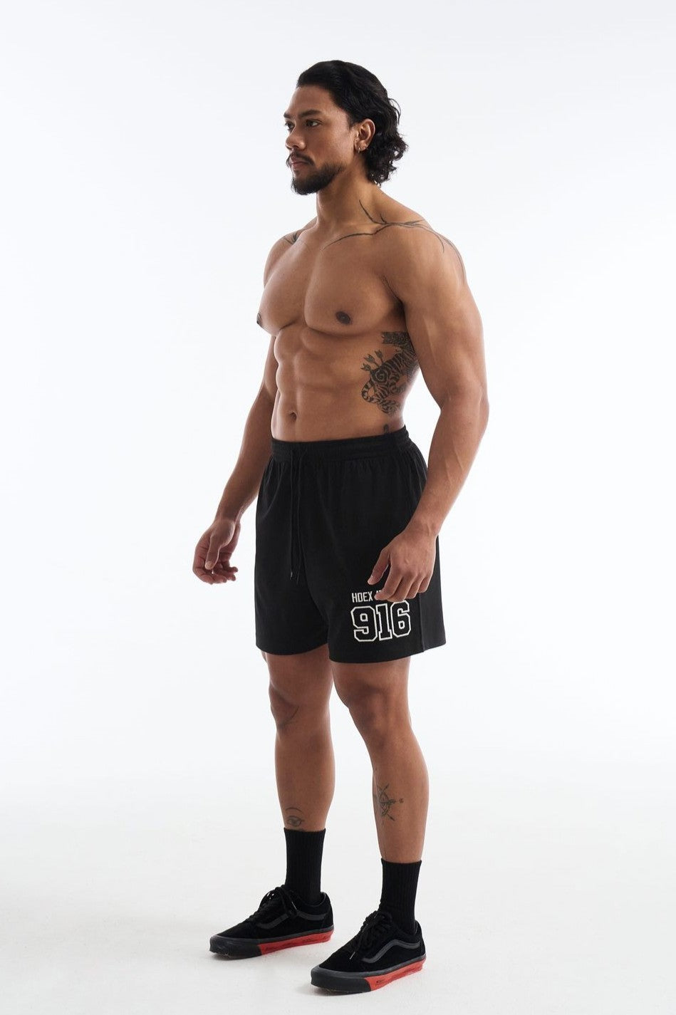 HDEX Celana Korea Olahraga 916 Solid Mesh Shorts Black Pria Fitness